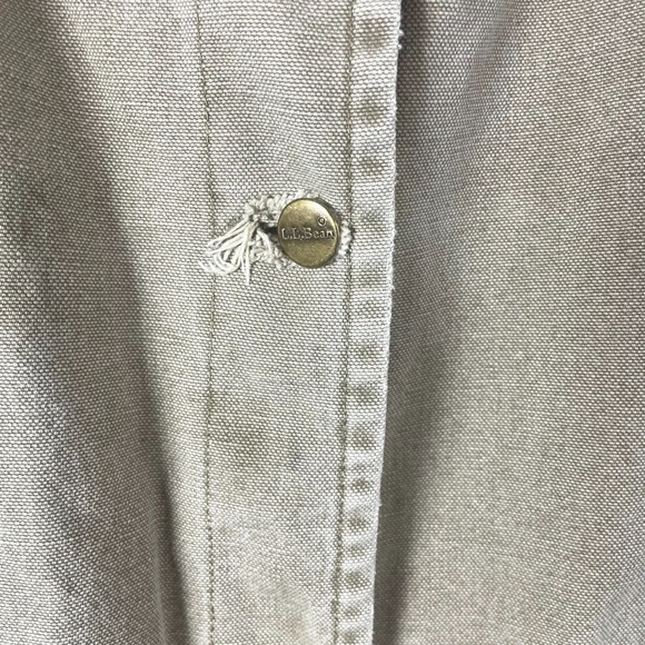 Vtg LL Bean Jacket Womens Large Beige Canvas Chore Barn Coat Shacket 80s Retro - Picture 10 of 16